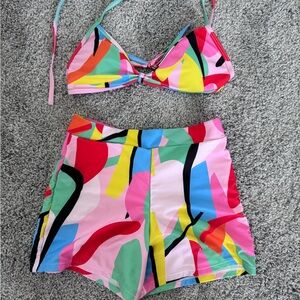 SHEIN Multicolor Abstract Bikini Set